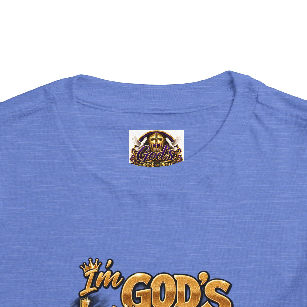 Toddler Tee — "I'm God's Little King" Christian Lion Graphic Shirt