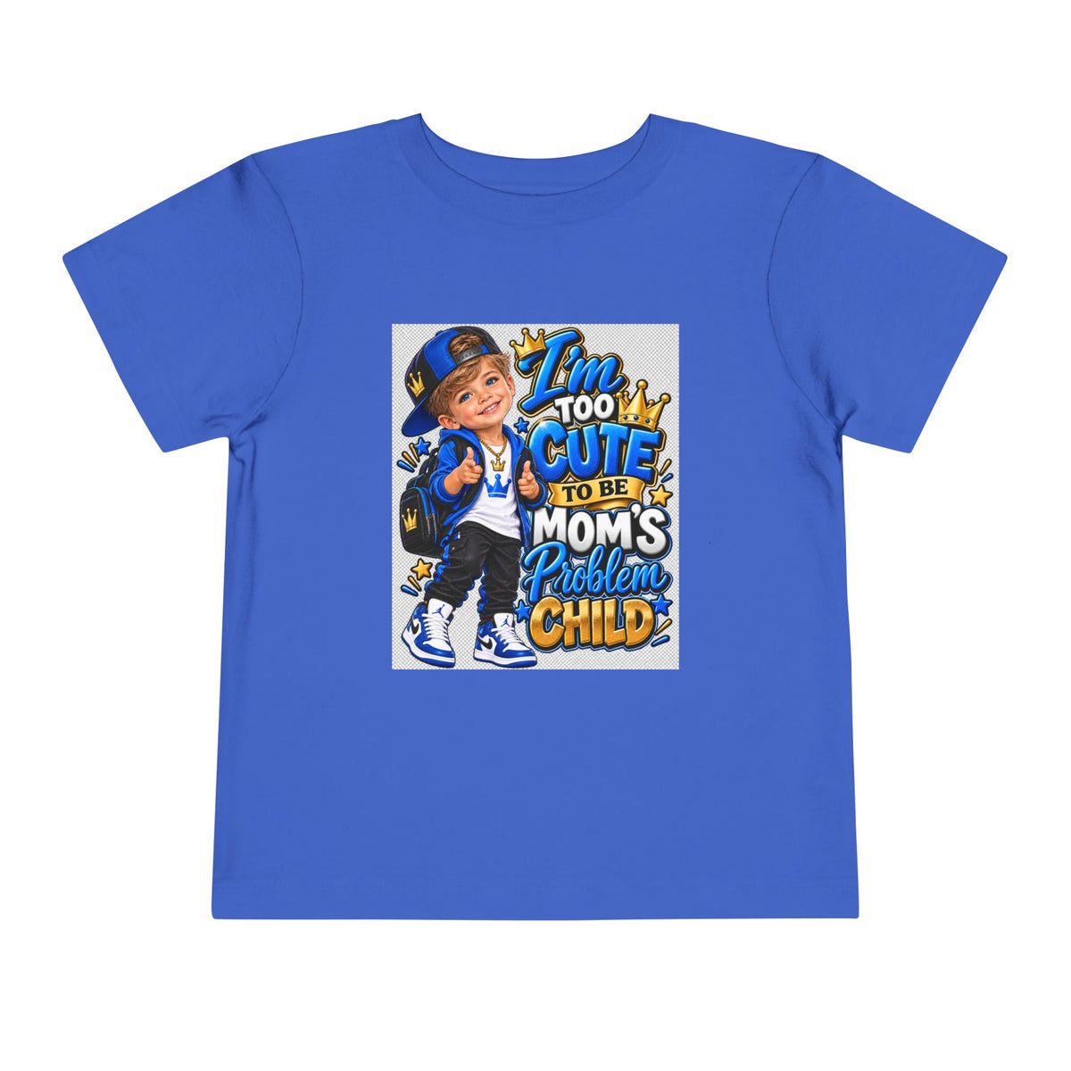 Toddler Tee — "Too Cute to Be Mom's Problem Child" Graphic