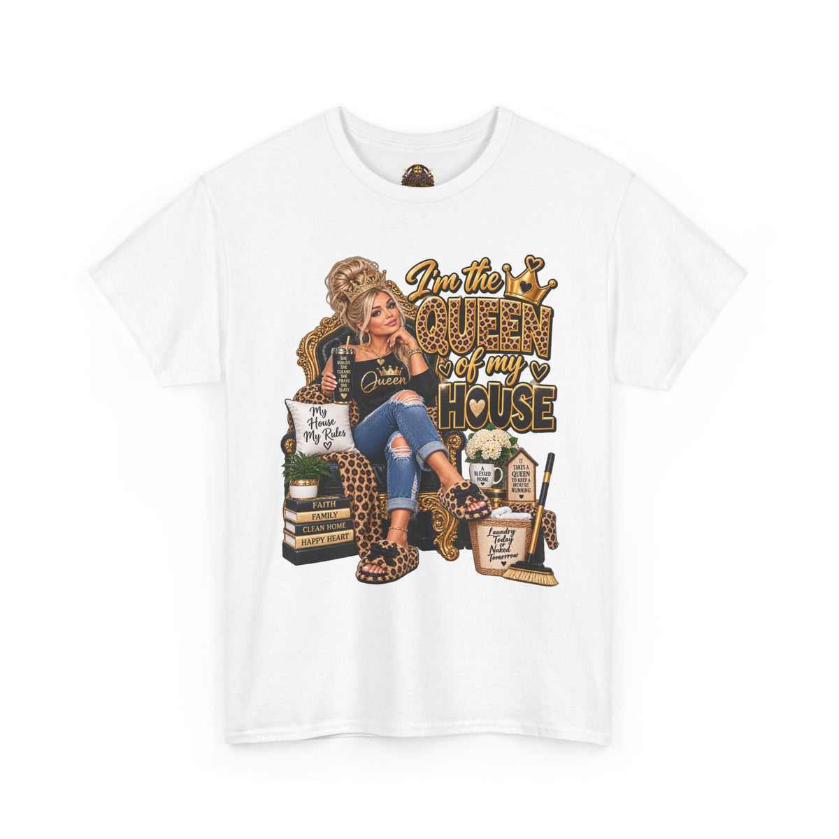 Queen of My House T-Shirt — Funny Leopard Mom Tee