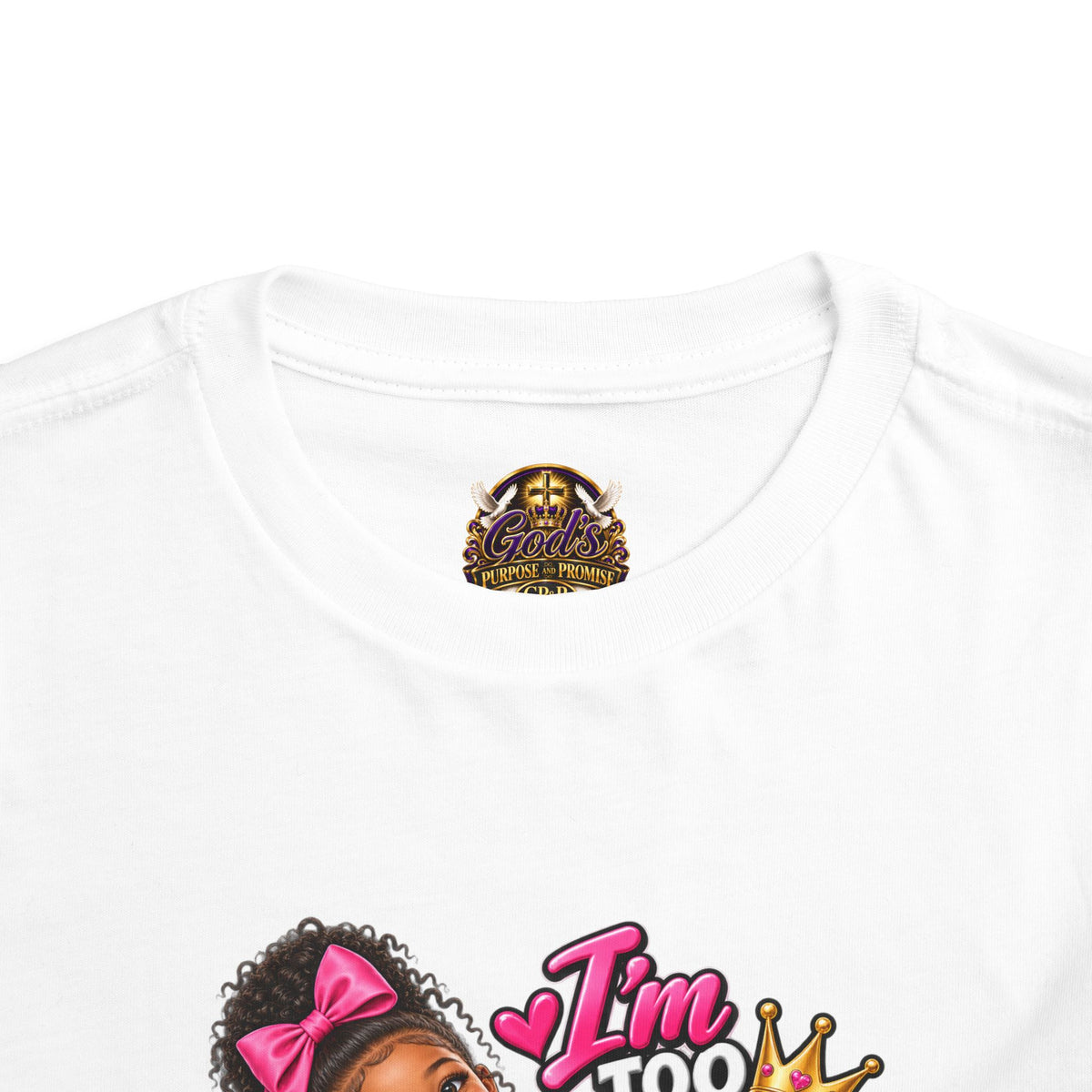 Toddler Tee — "I'm Too Cute to Be Mom's Problem Child" Cute Girl Graphic