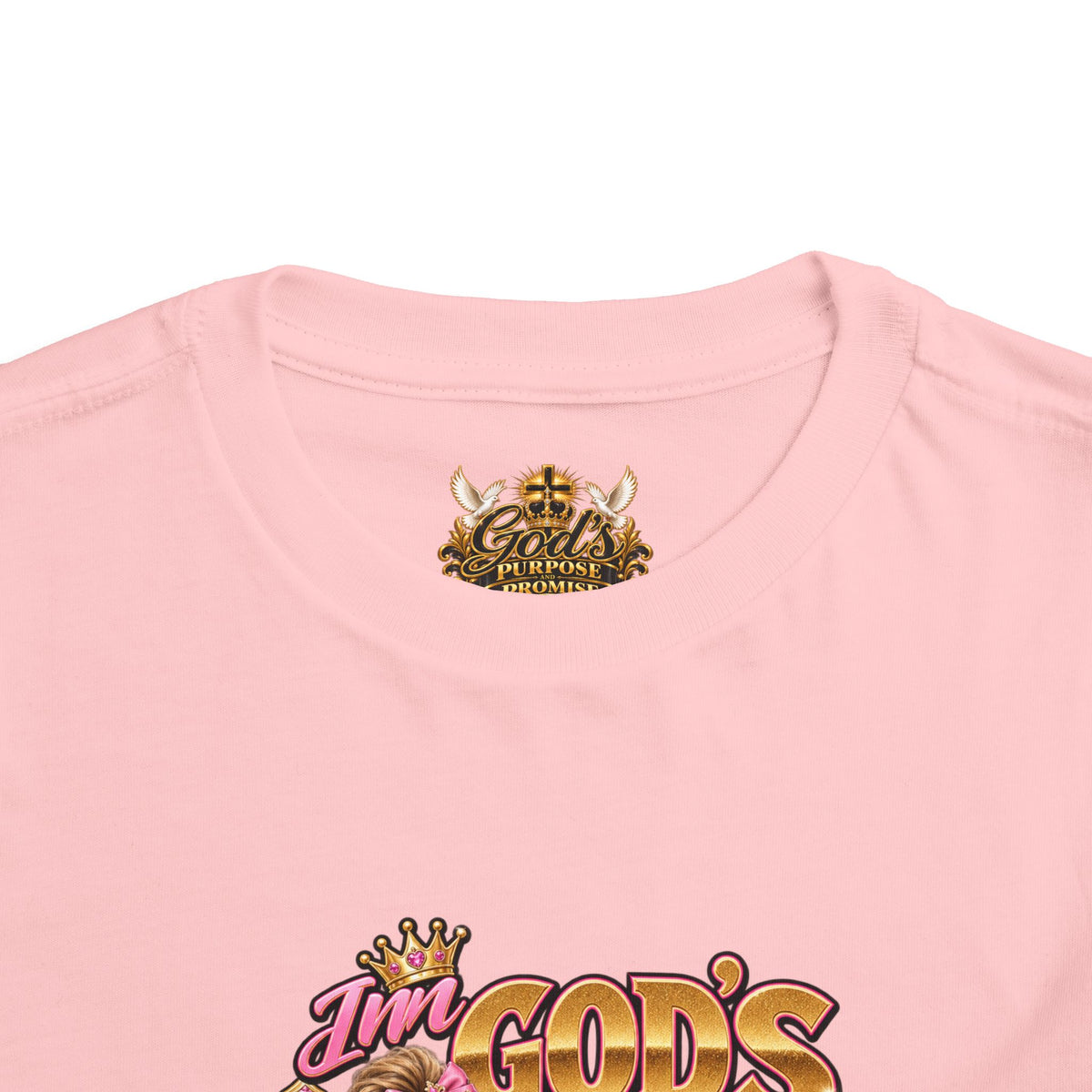 Toddler Tee — "God’s Little Queen" Pink Princess Graphic