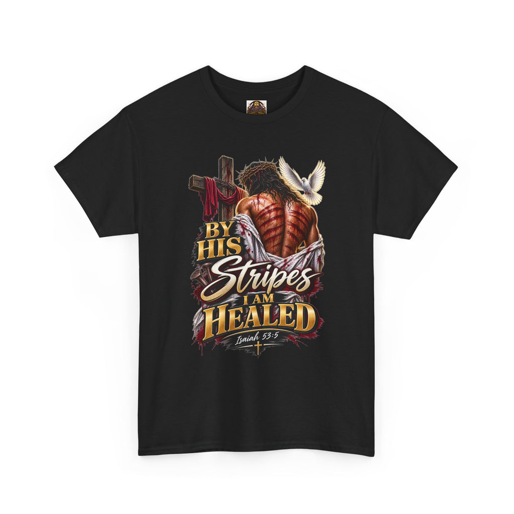 Christian Cowboy T-Shirt — "By His Stripes I Am Healed" Faith Tee