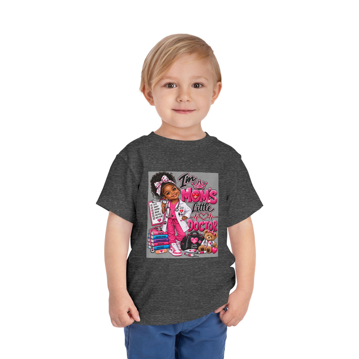 Toddler Tee - "I'm Mom's Little Doctor" Cute Kids Medical Play Graphic Shirt