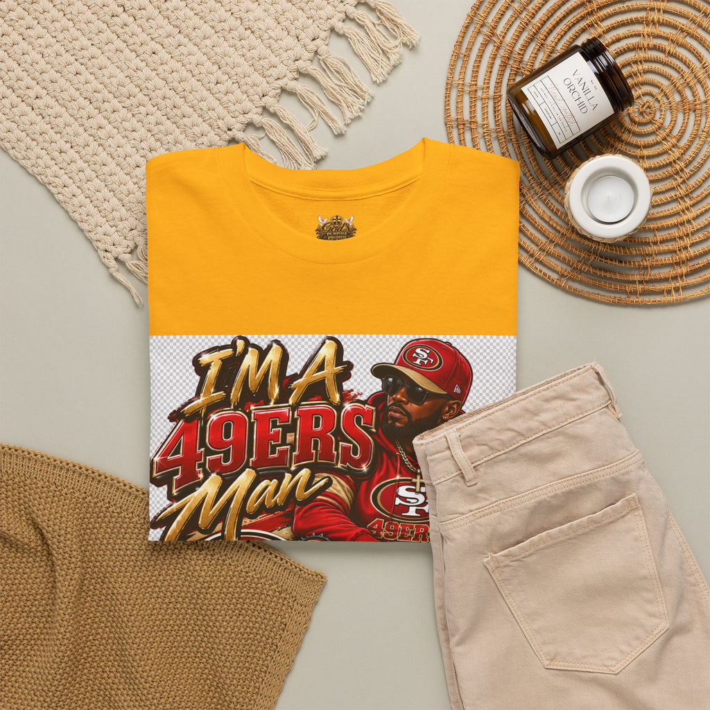 49ers Fan T‑Shirt — "I'm a 49ers Man" Graphic Tee with "Go Niners" Back