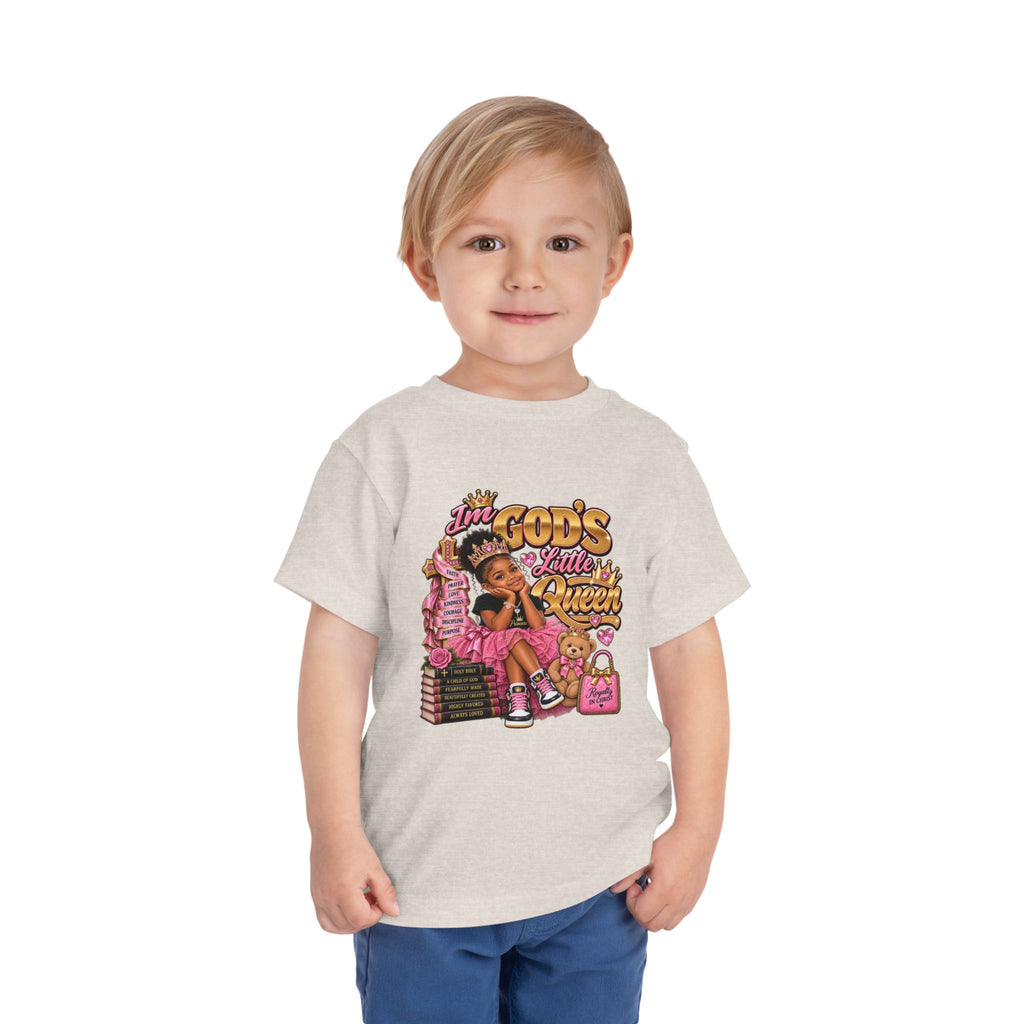 Toddler Tee — "I'm God's Little Queen" Cute Pink Princess Graphic