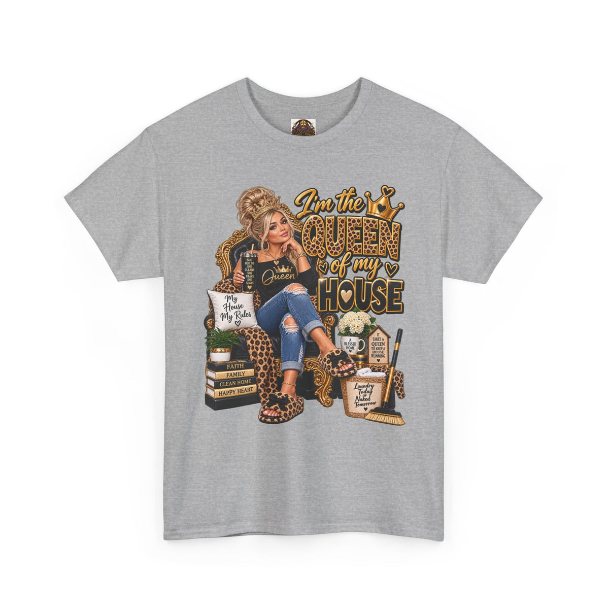 Queen of My House T-Shirt — Funny Leopard Mom Tee