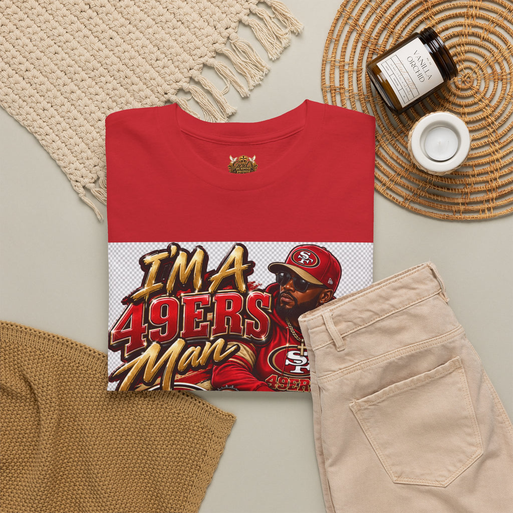 49ers Fan T‑Shirt — "I'm a 49ers Man" Graphic Tee with "Go Niners" Back