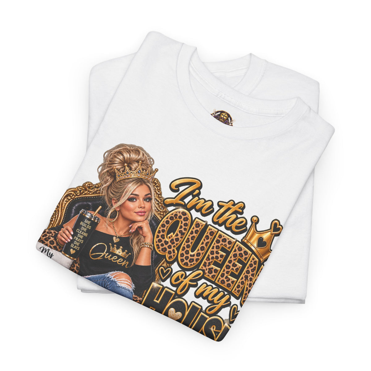 Queen of My House T-Shirt — Funny Leopard Mom Tee