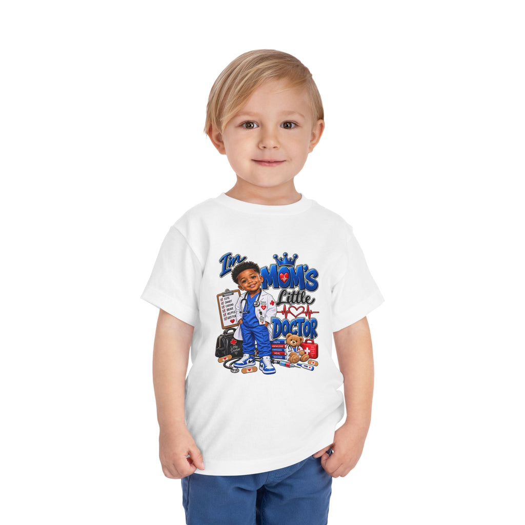 Toddler 'Mom's Little Doctor' Short Sleeve Tee - Cute Kids Doctor Playful Shirt