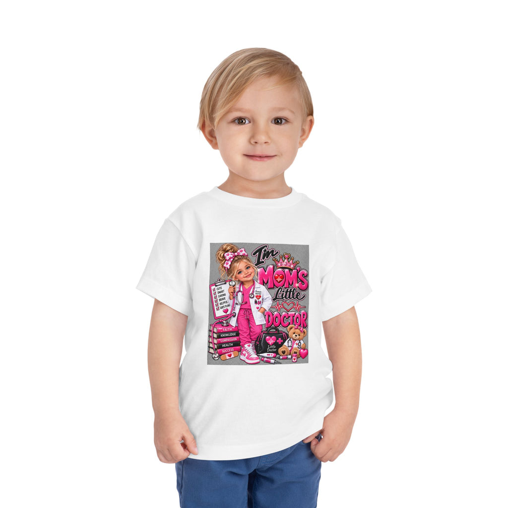 Toddler Tee — "I'm My Mom's Little Doctor" Cute Pink Doctor Playtime Shirt