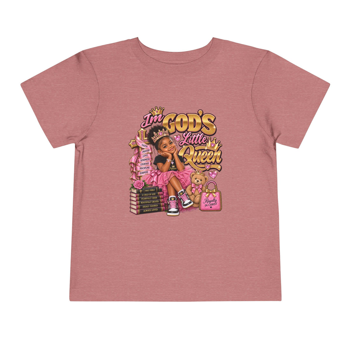 Toddler Tee — "I'm God's Little Queen" Cute Pink Princess Graphic