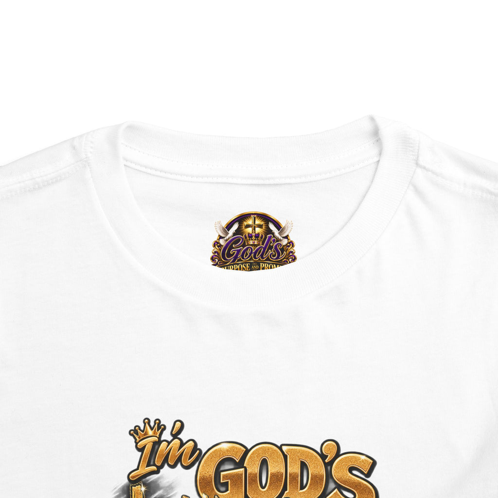 Toddler Tee — "I'm God's Little King" Christian Lion Graphic Shirt
