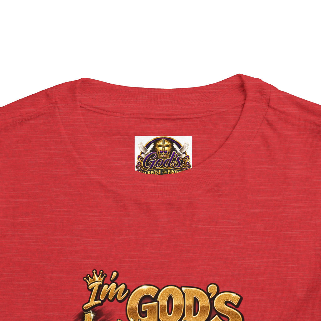 Toddler Tee — "I'm God's Little King" Christian Lion Graphic Shirt