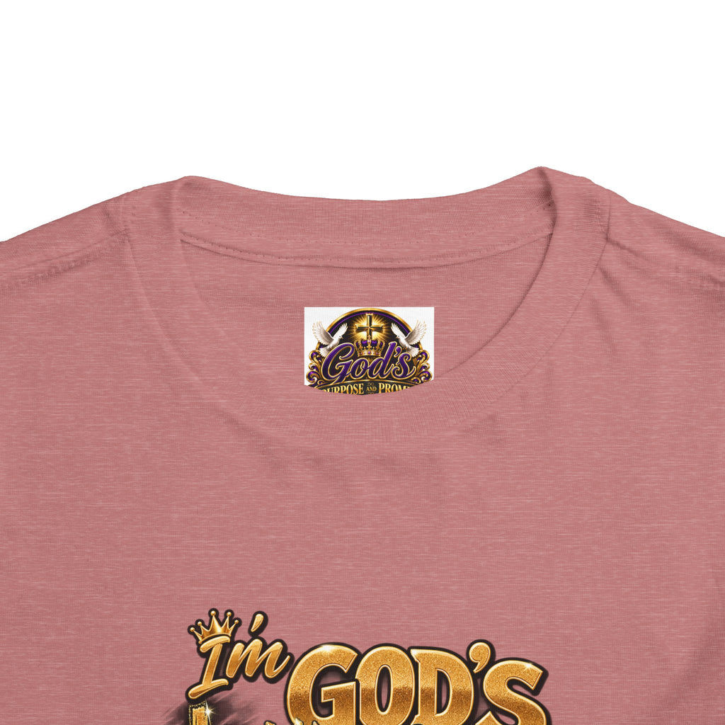Toddler Tee — "I'm God's Little King" Christian Lion Graphic Shirt