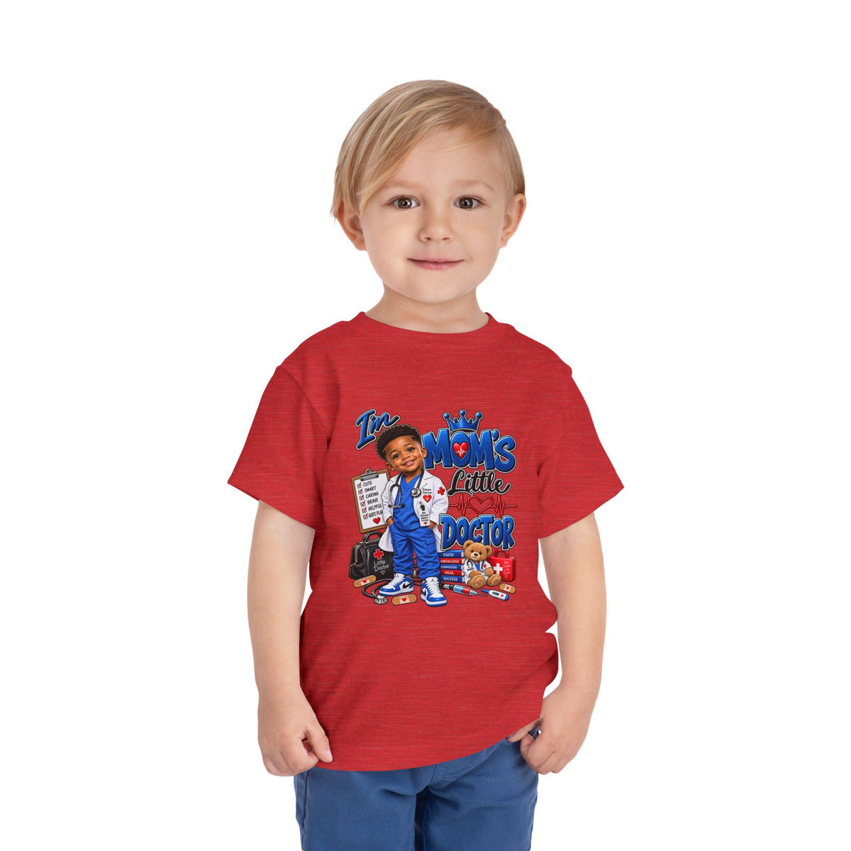 Toddler 'Mom's Little Doctor' Short Sleeve Tee - Cute Kids Doctor Playful Shirt