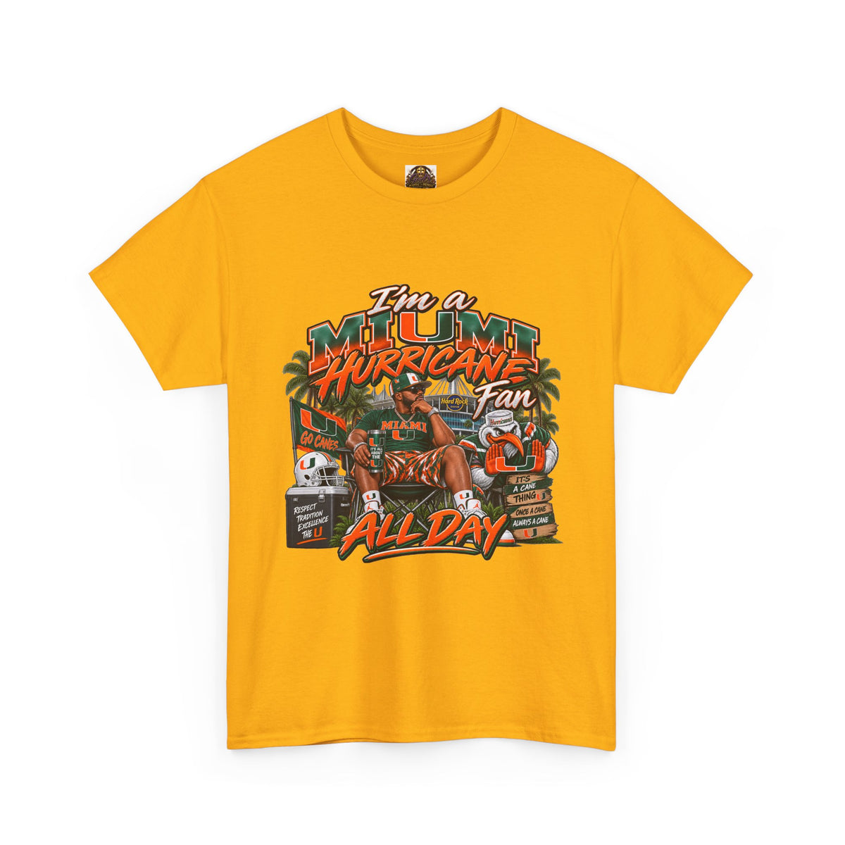 Miami Hurricanes Fan T-Shirt – “I’m a Miami Hurricane Fan All Day” Game Day Tee