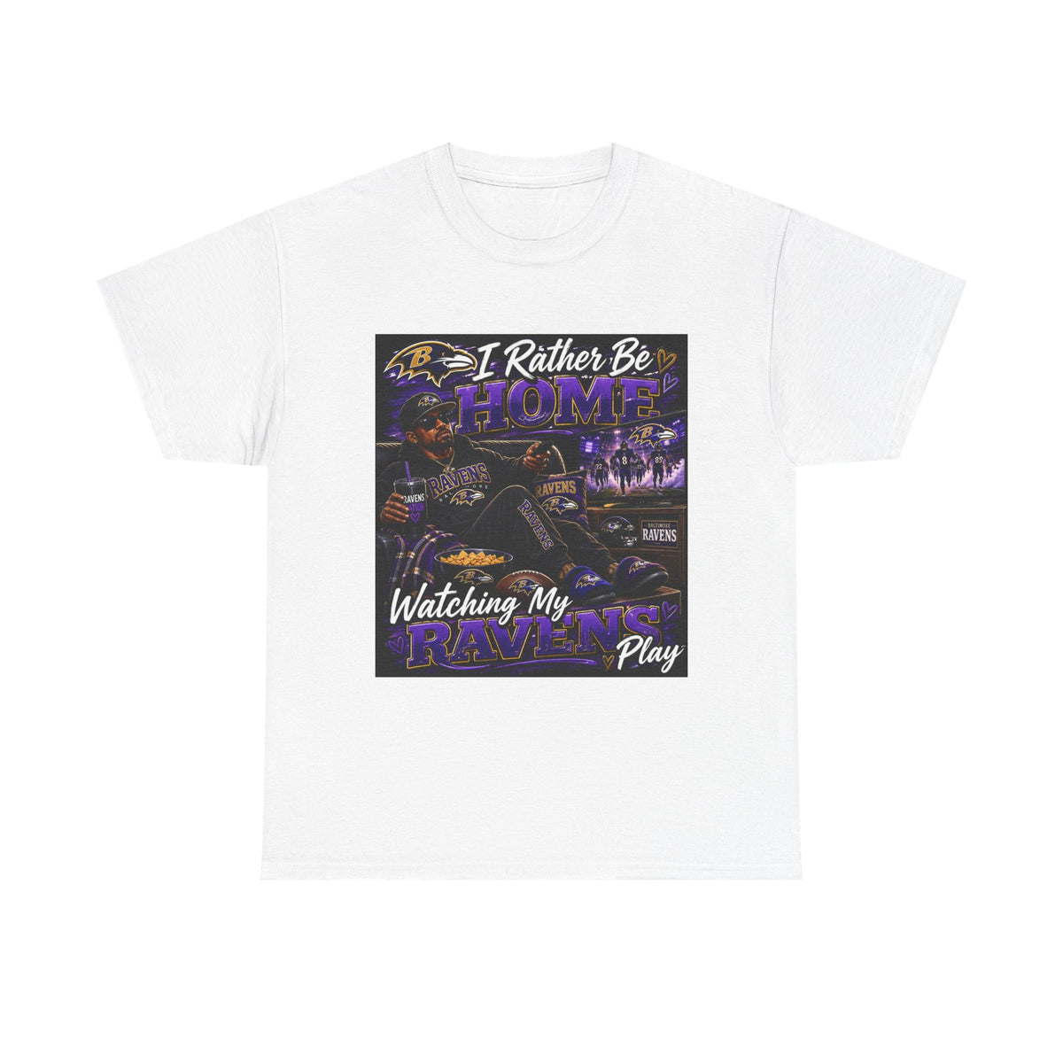 Ravens Fan T‑Shirt – "I'd Rather Be Home Watching My Ravens Play"