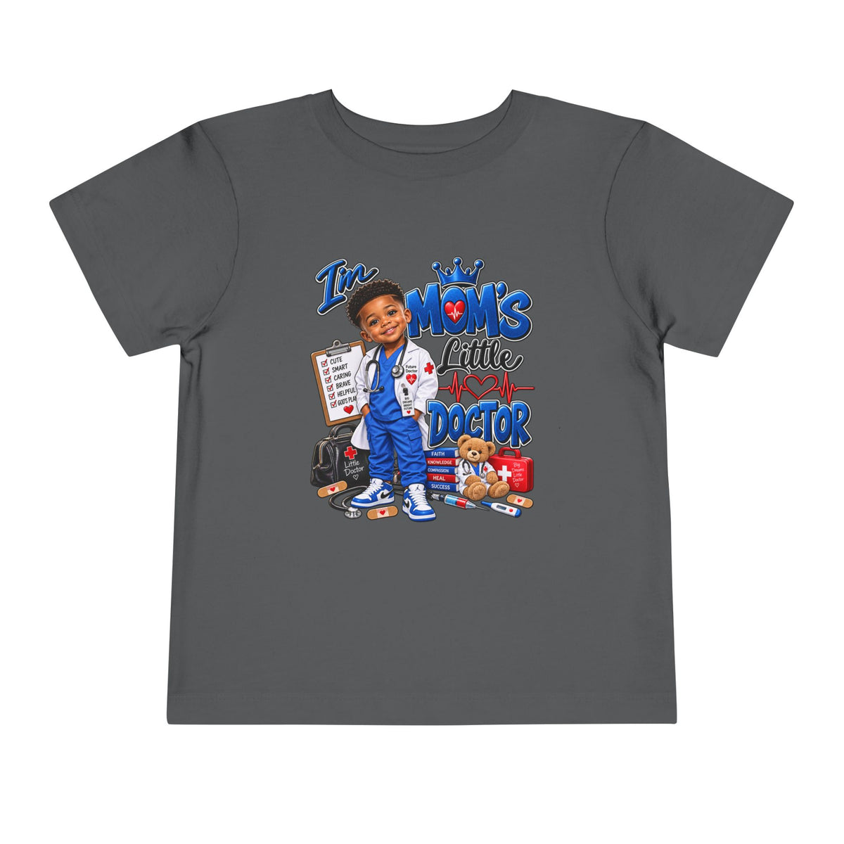 Toddler 'Mom's Little Doctor' Short Sleeve Tee - Cute Kids Doctor Playful Shirt