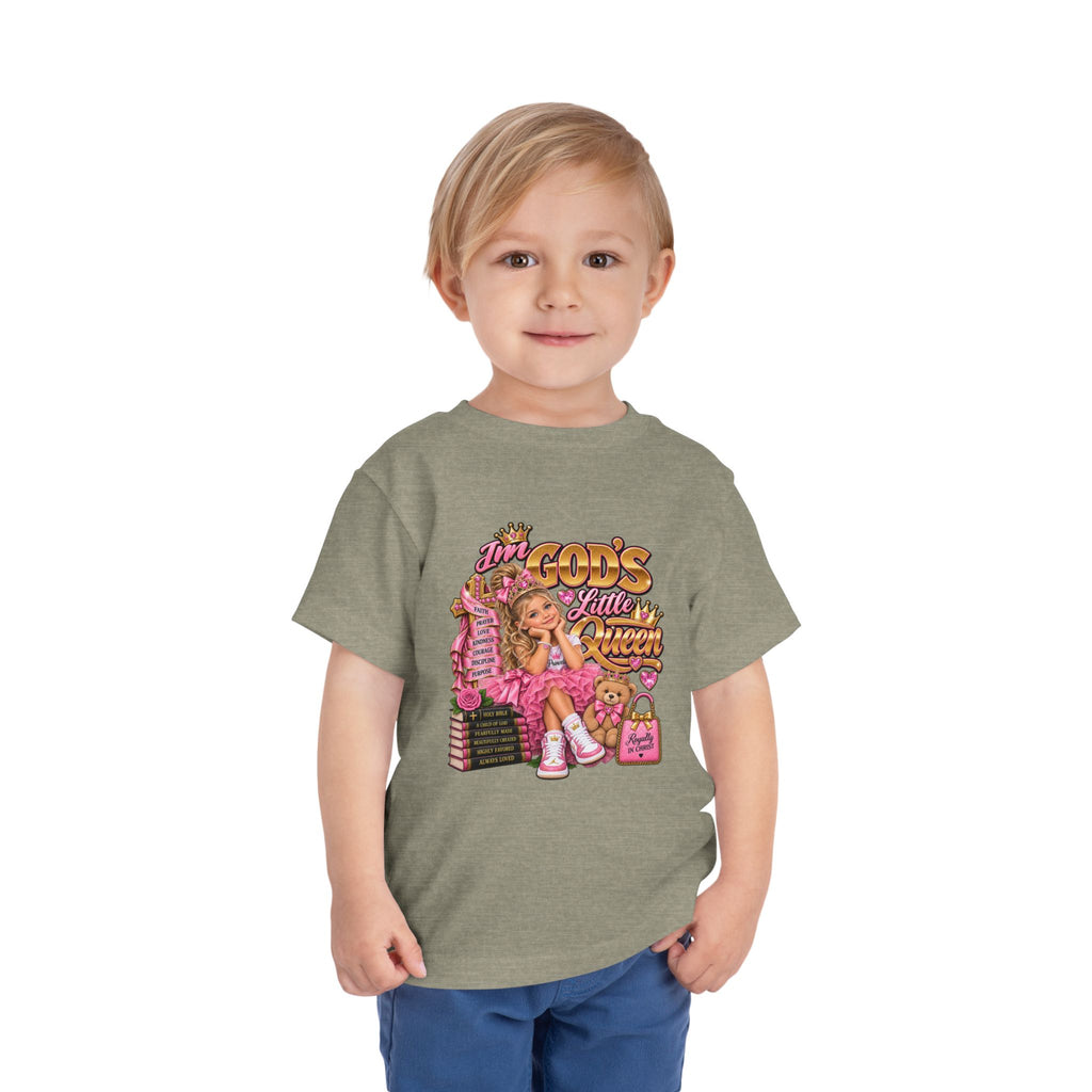 Toddler Tee — "God’s Little Queen" Pink Princess Graphic