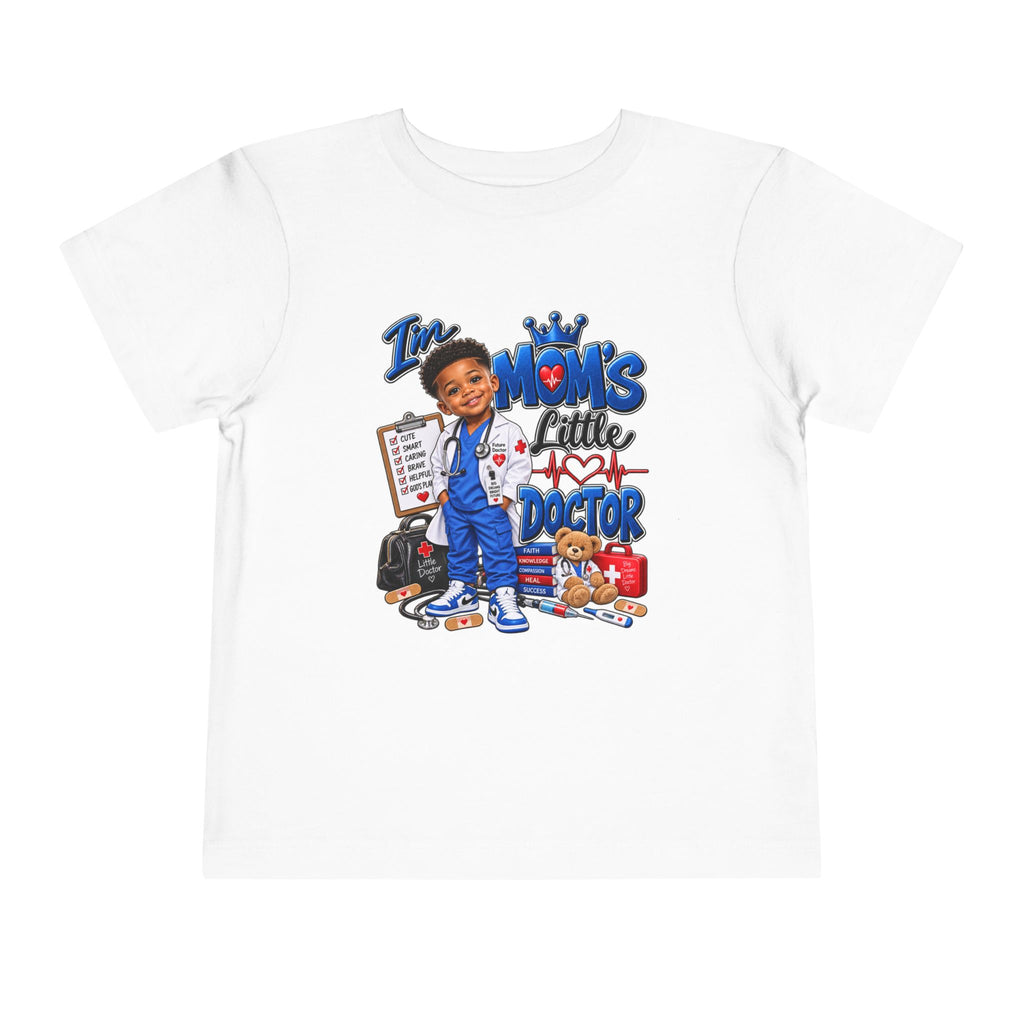 Toddler 'Mom's Little Doctor' Short Sleeve Tee - Cute Kids Doctor Playful Shirt