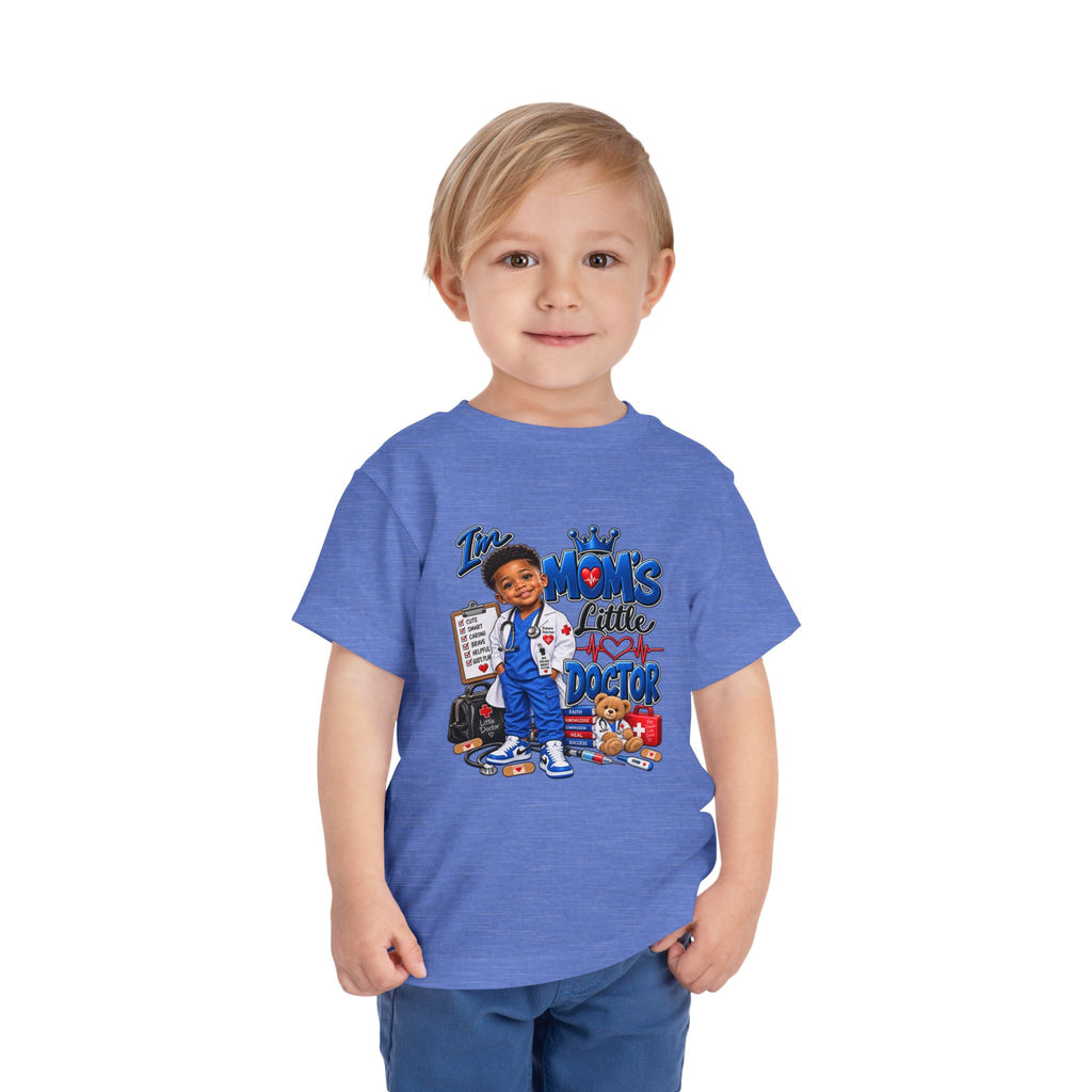 Toddler 'Mom's Little Doctor' Short Sleeve Tee - Cute Kids Doctor Playful Shirt