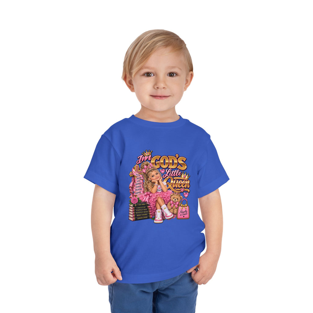 Toddler Tee — "God’s Little Queen" Pink Princess Graphic