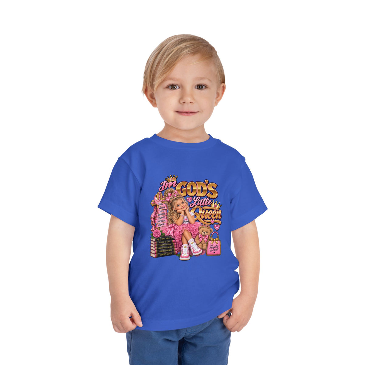 Toddler Tee — "God’s Little Queen" Pink Princess Graphic
