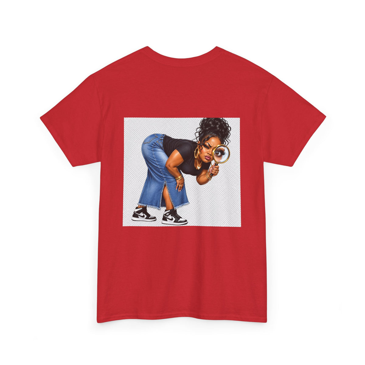 Don't Mind Me "I'm Just Trying to Find Who You're Talking To" Tee — Funny Graphic T-Shirt with Curious Woman Back Print