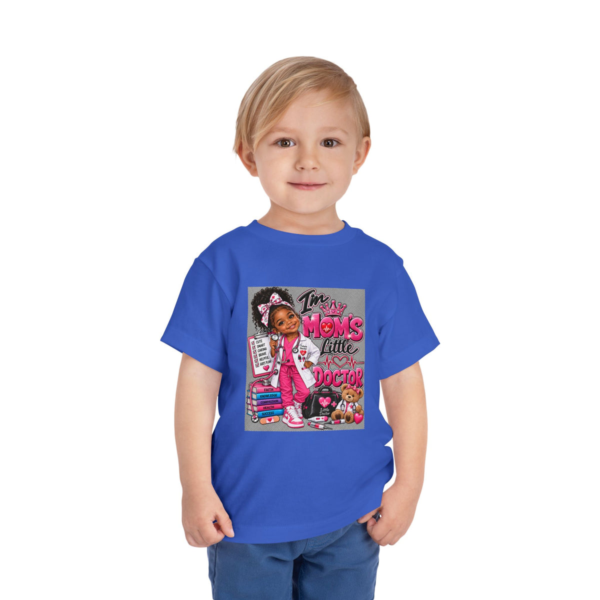 Toddler Tee - "I'm Mom's Little Doctor" Cute Kids Medical Play Graphic Shirt