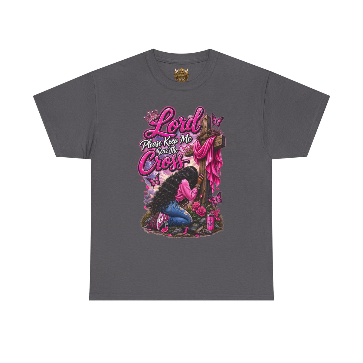 Christian Prayer T-Shirt — "Lord Please Keep Me Near The Cross" Faith Tee