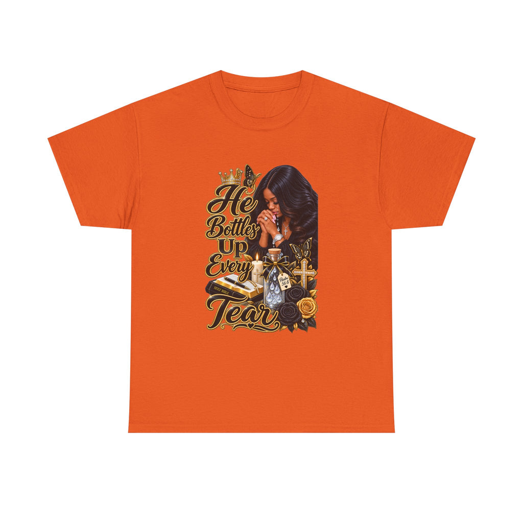 T-Shirt — "He Bottled Up Every Tear" Prayerful Memorial Graphic Tee