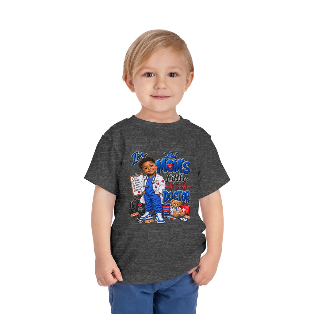 Toddler 'Mom's Little Doctor' Short Sleeve Tee - Cute Kids Doctor Playful Shirt