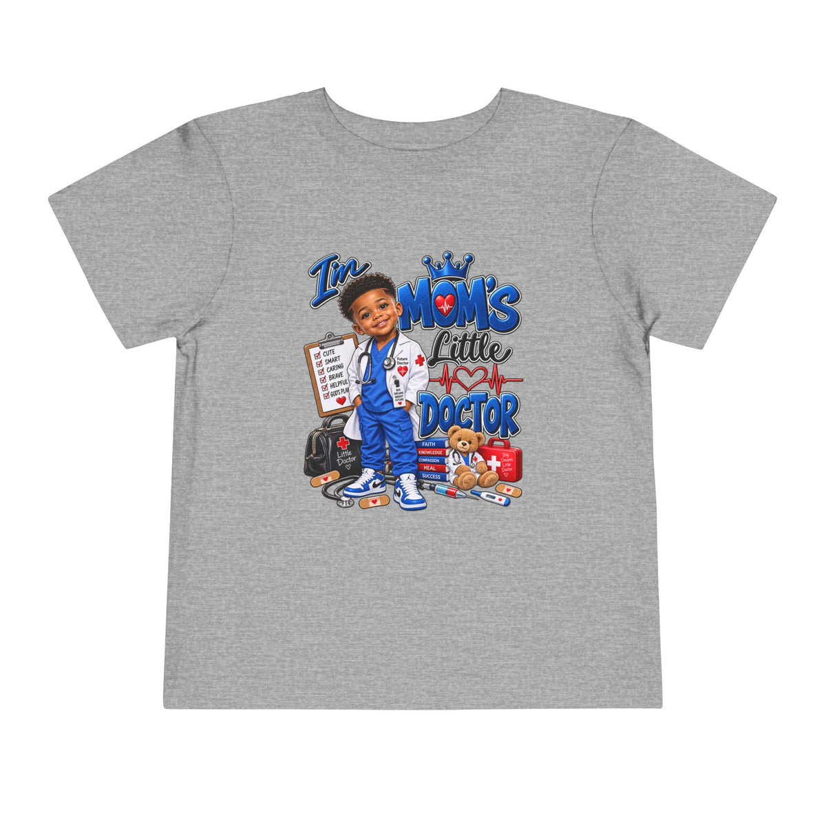 Toddler 'Mom's Little Doctor' Short Sleeve Tee - Cute Kids Doctor Playful Shirt