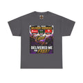 Christian Faith T‑Shirt — "All These Delivery Services But God Delivered Me For Free" Inspirational Tee