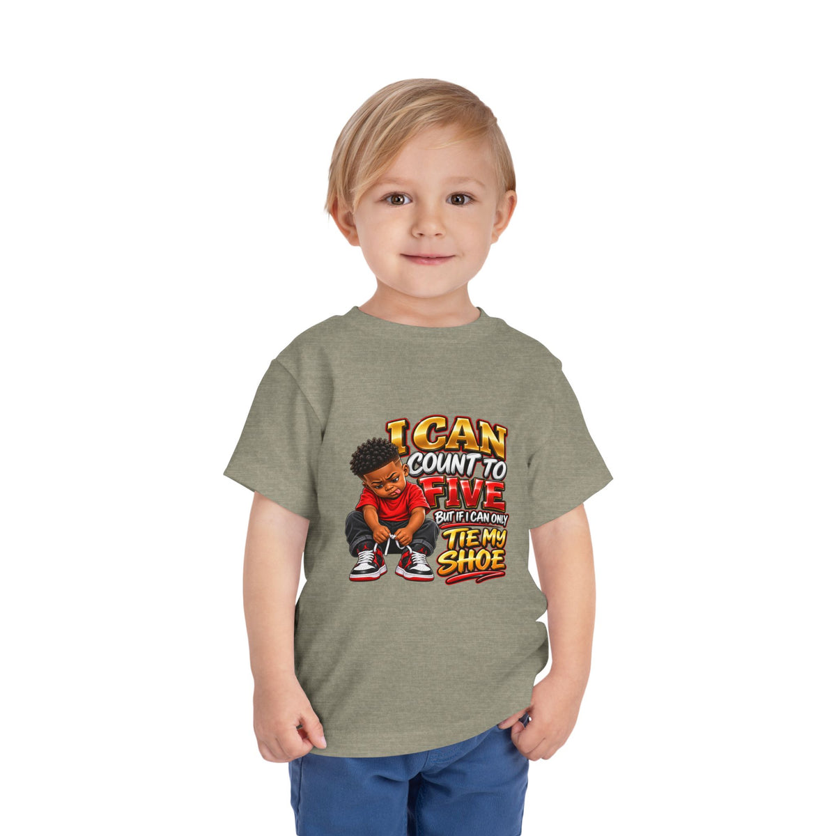 Toddler Tee — "I Can Count to Five But I Can Only Tie My Shoe" Graphic