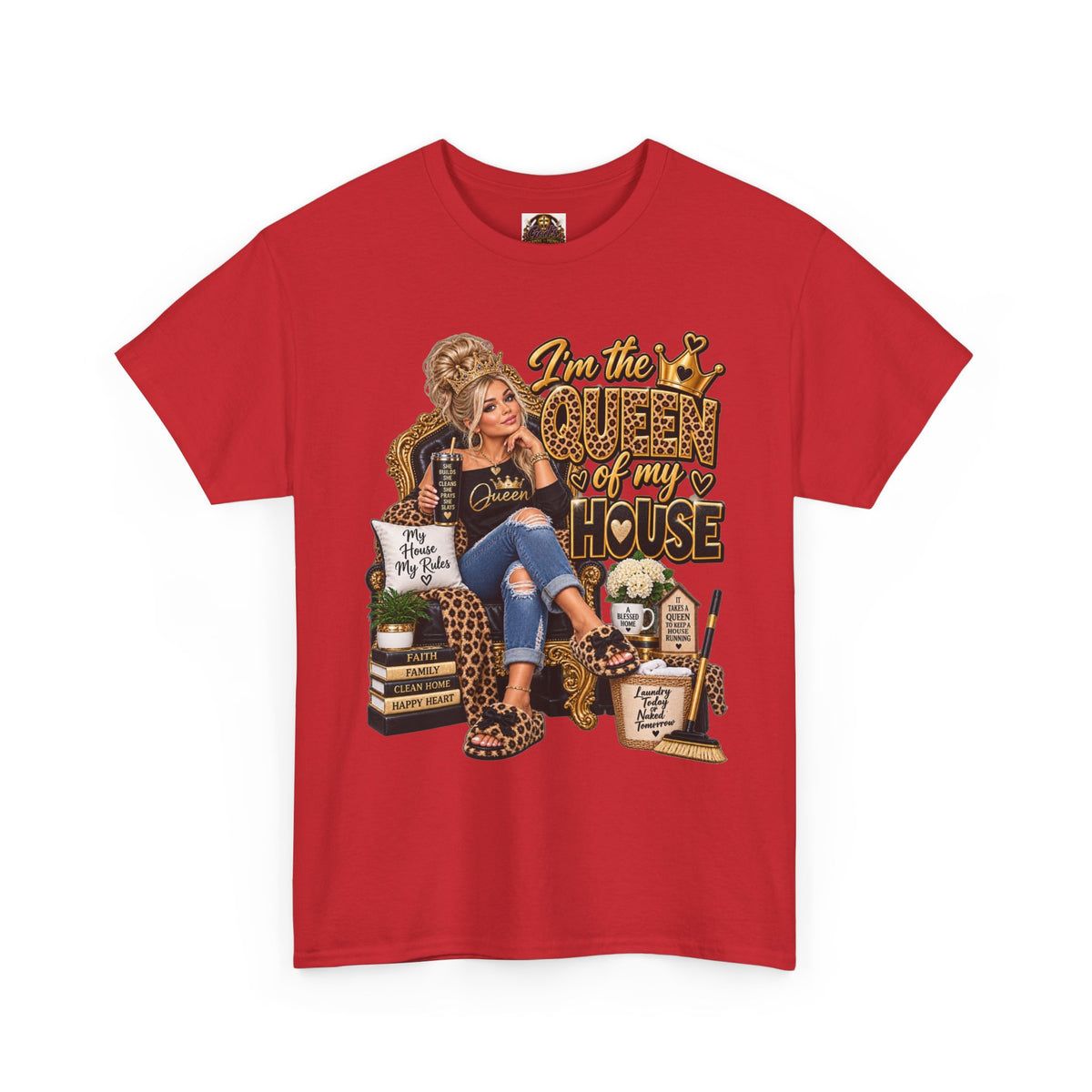 Queen of My House T-Shirt — Funny Leopard Mom Tee