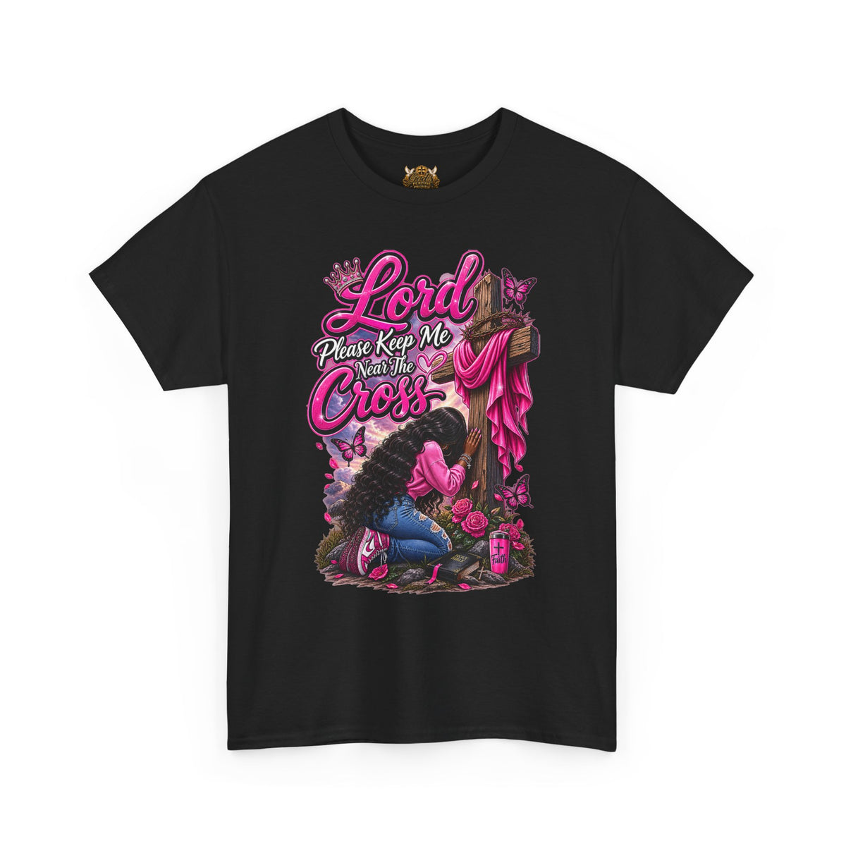 Christian Prayer T-Shirt — "Lord Please Keep Me Near The Cross" Faith Tee