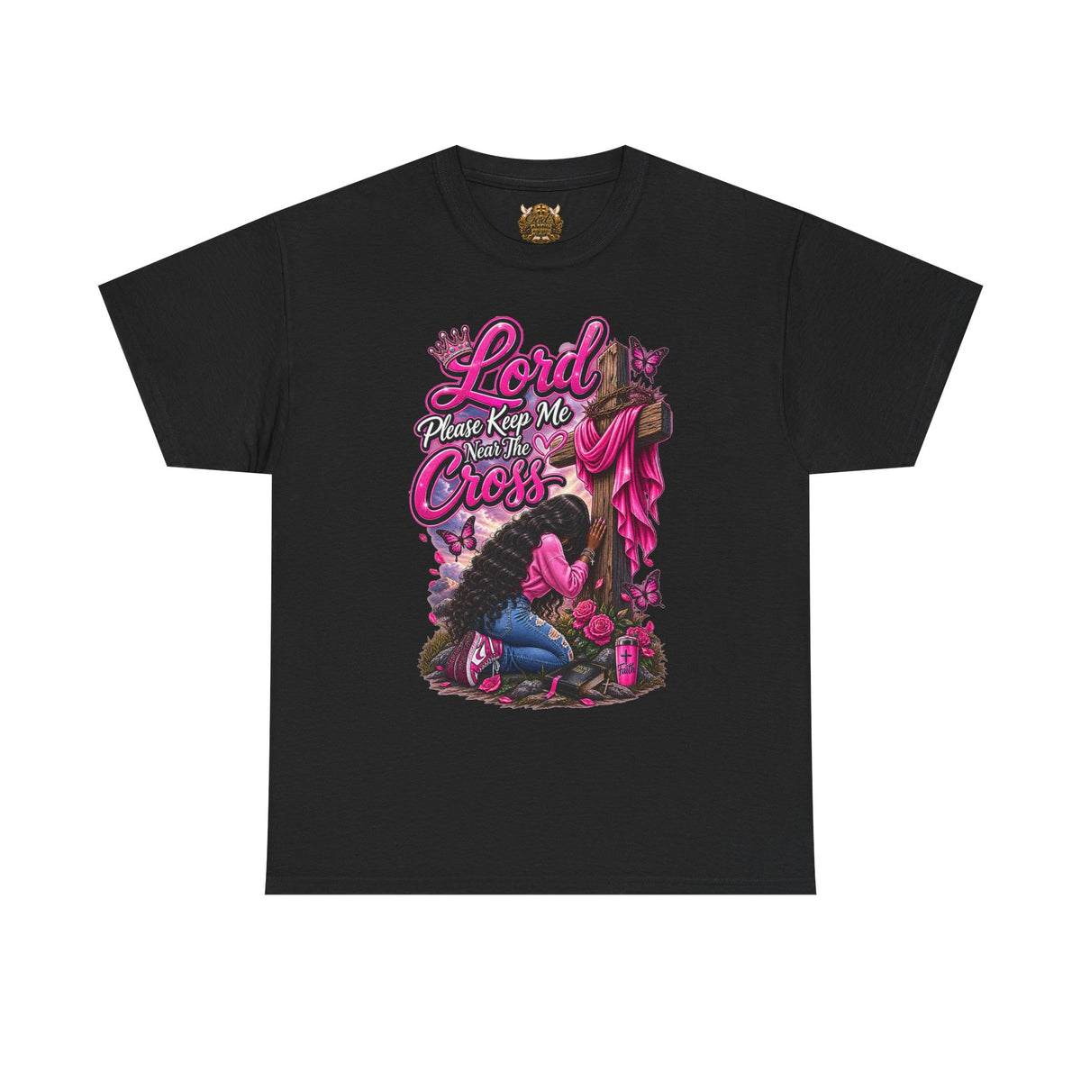 Christian Prayer T-Shirt — "Lord Please Keep Me Near The Cross" Faith Tee