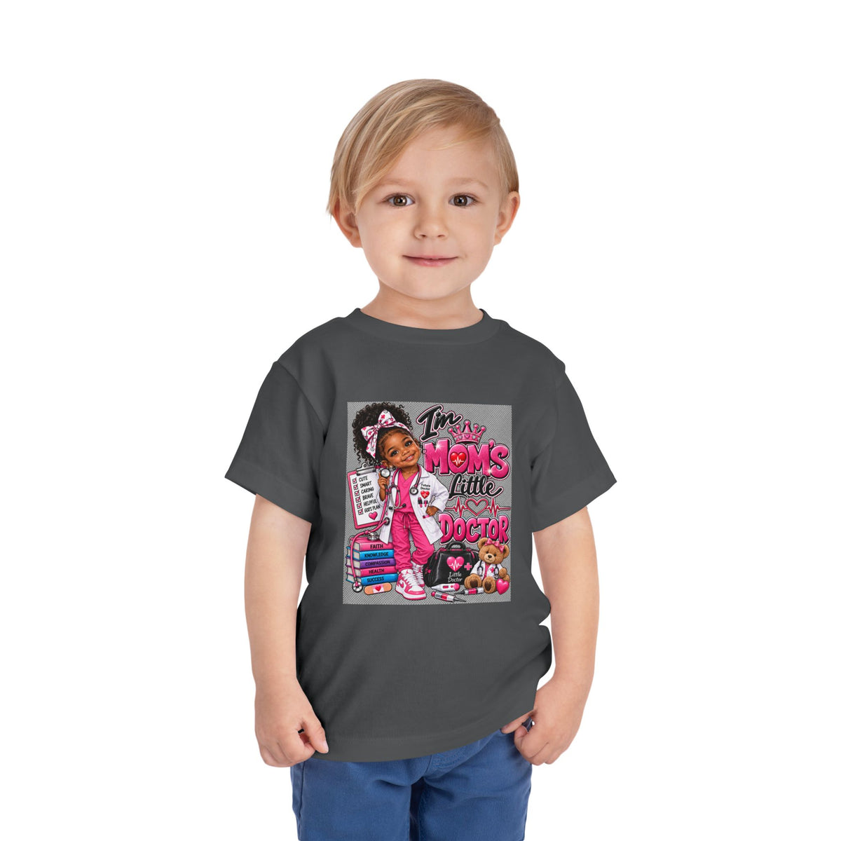 Toddler Tee - "I'm Mom's Little Doctor" Cute Kids Medical Play Graphic Shirt