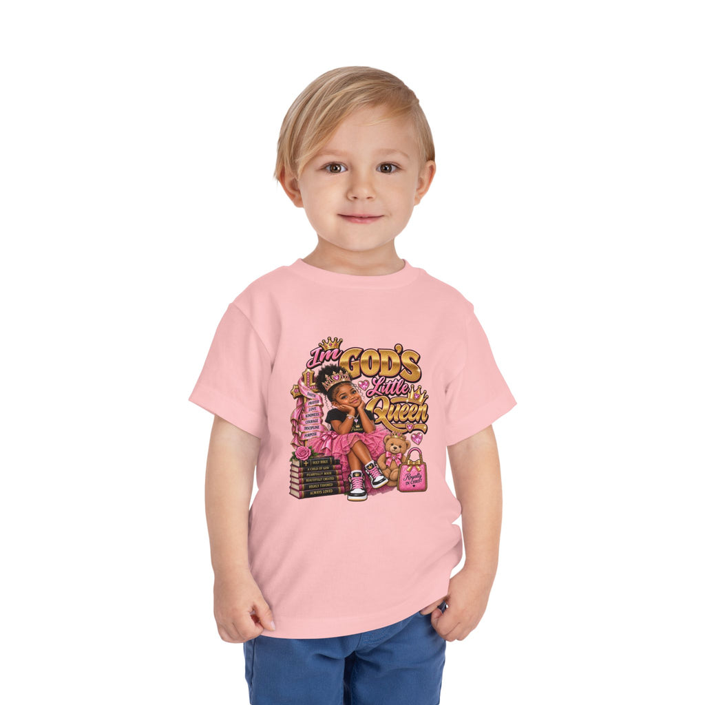 Toddler Tee — "I'm God's Little Queen" Cute Pink Princess Graphic