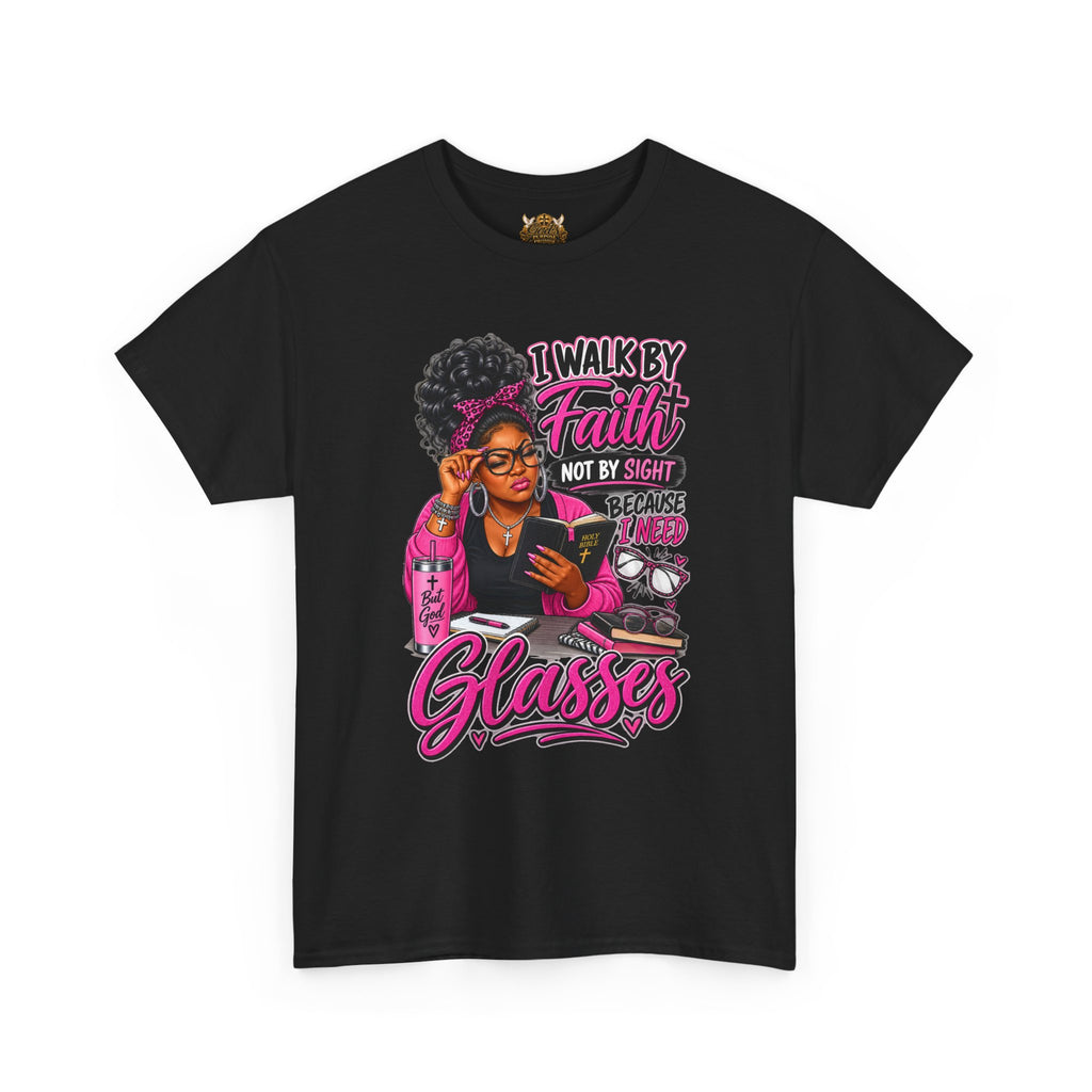 Faith Over Sight Glasses T-Shirt — Christian Inspirational Tee for Women
