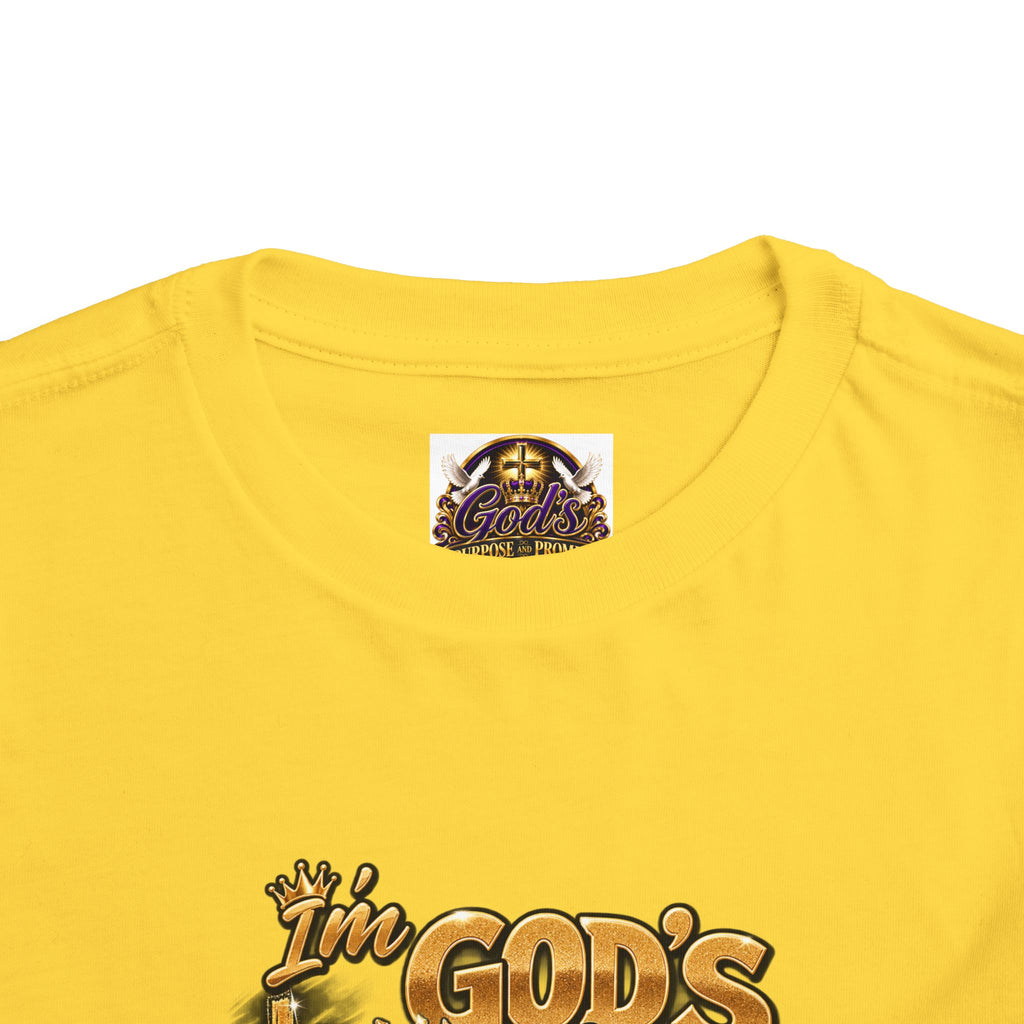 Toddler Tee — "I'm God's Little King" Christian Lion Graphic Shirt