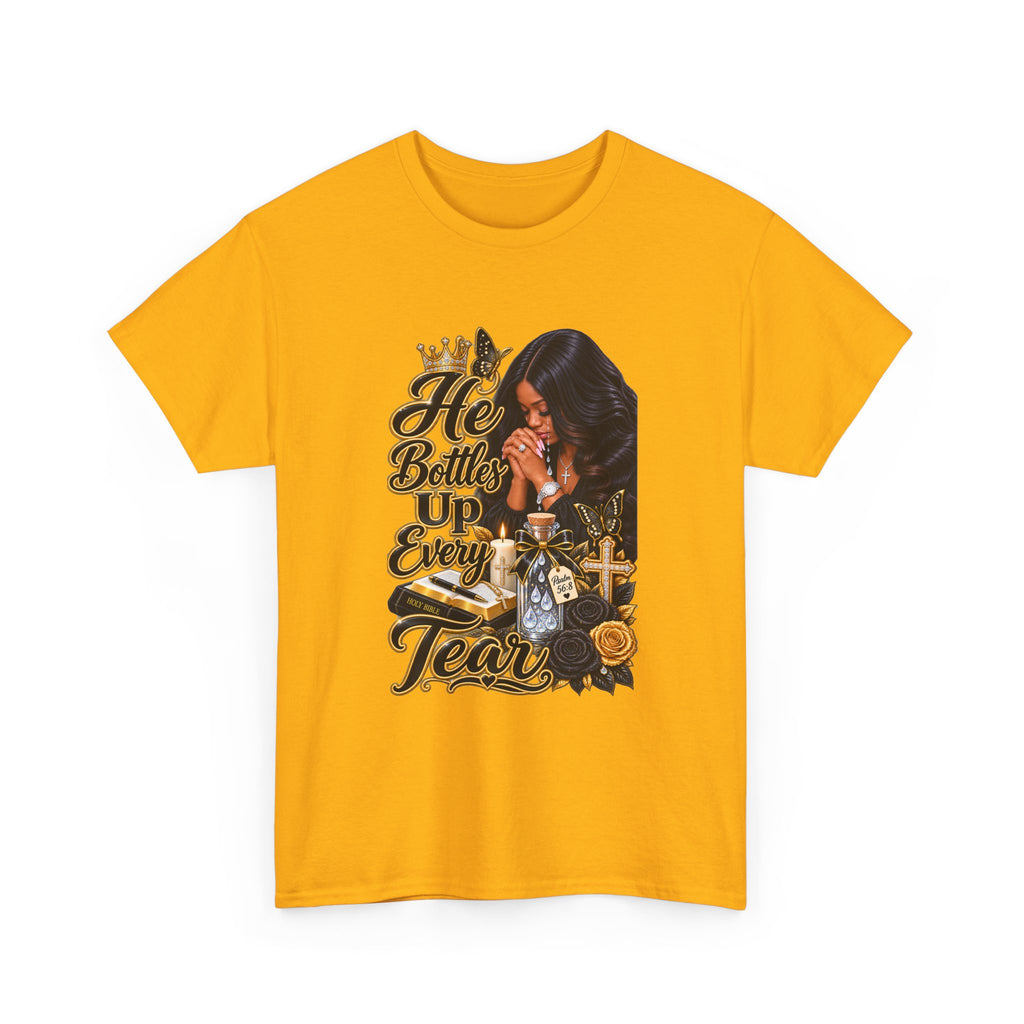 T-Shirt — "He Bottled Up Every Tear" Prayerful Memorial Graphic Tee