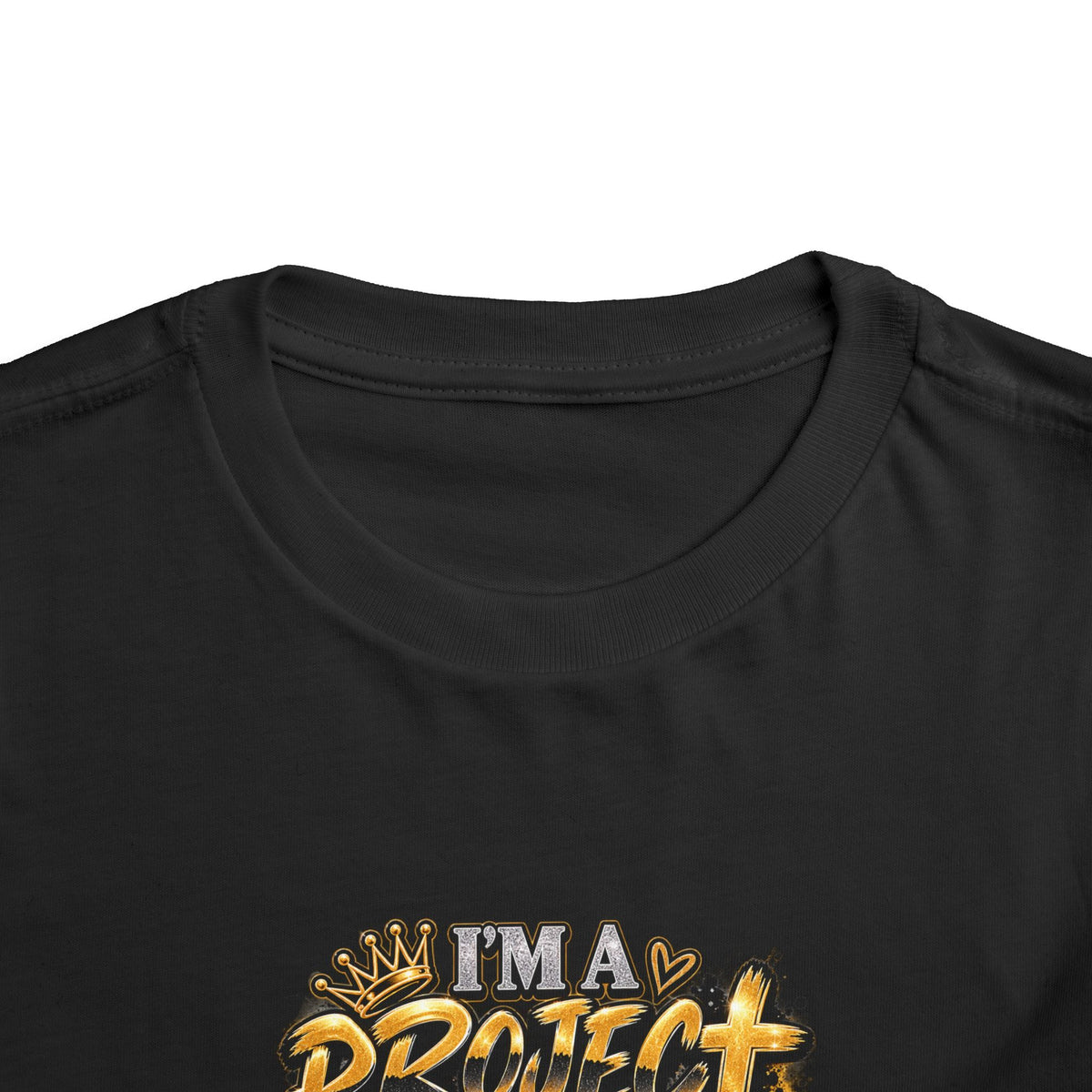 Toddler Tee — "I'm a Project Baby" Afro Girl Construction Graphic