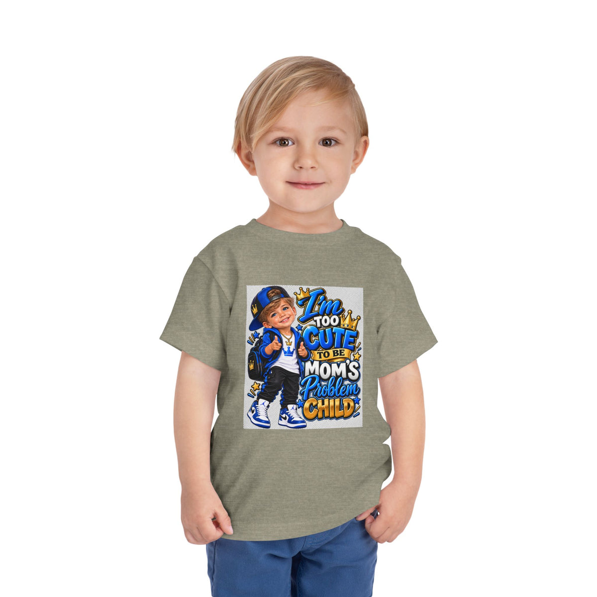 Toddler Tee — "Too Cute to Be Mom's Problem Child" Graphic