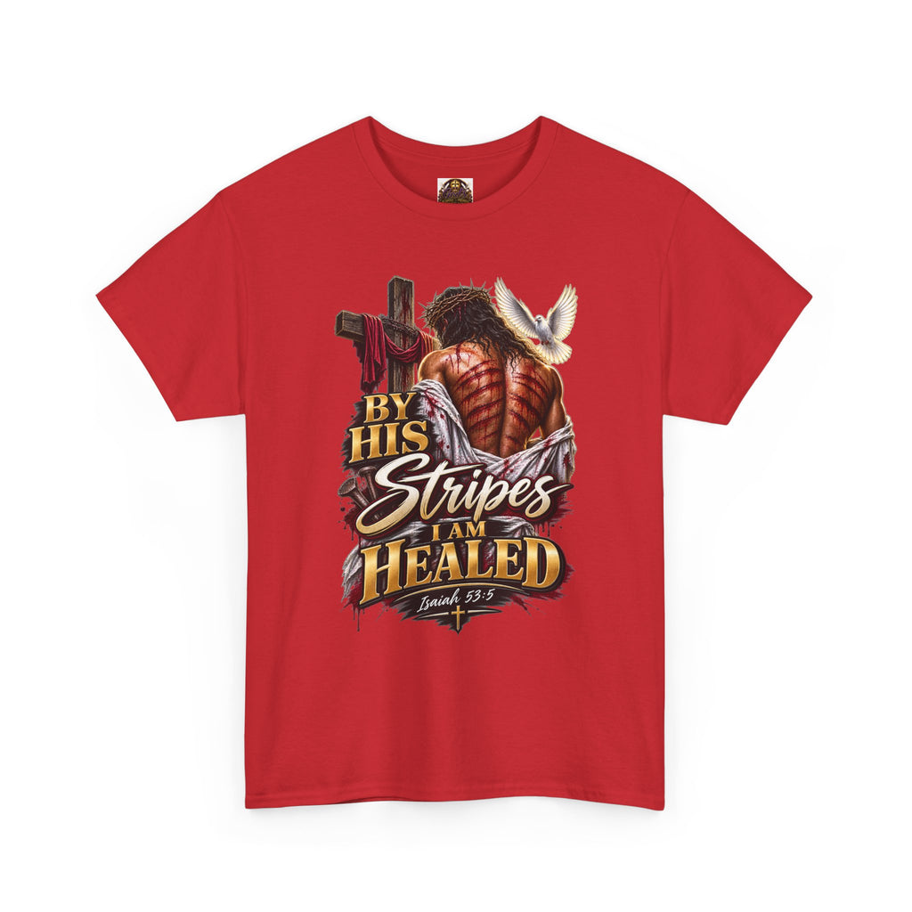 Christian Cowboy T-Shirt — "By His Stripes I Am Healed" Faith Tee