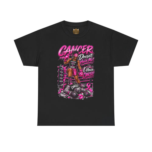 Breast Cancer Fighter Tee — "Cancer Doesn’t Know Who I Have Knocked" Boxing Design