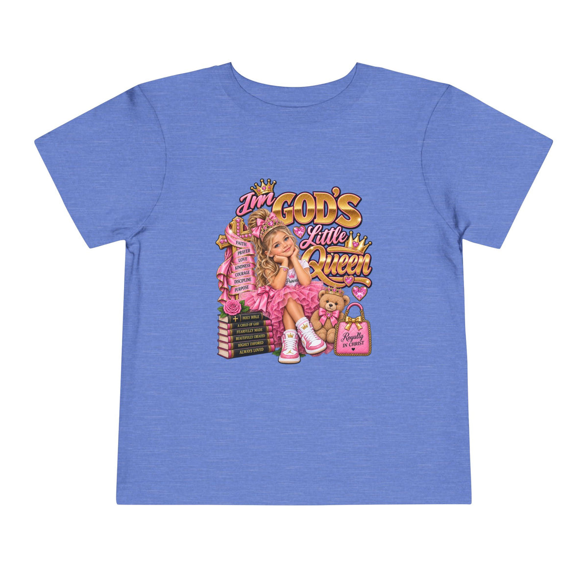 Toddler Tee — "God’s Little Queen" Pink Princess Graphic