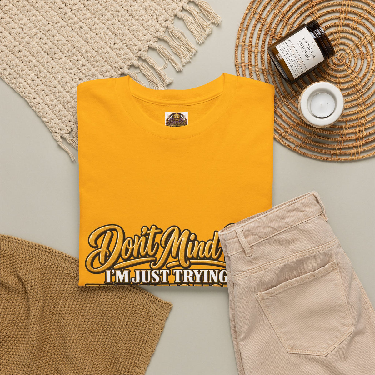 Don't Mind Me "I'm Just Trying to Find Who You're Talking To" Tee — Funny Graphic T-Shirt with Curious Woman Back Print