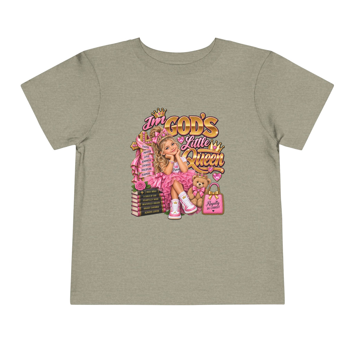 Toddler Tee — "God’s Little Queen" Pink Princess Graphic